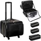 OCHEAL Rolling Makeup Train Case, 20"Carry On Travel Cosmetic Organizer Suitcase,Extra Large Storage Trolley Makeup Case On Wheels,3 Layers with 3pcs Traveling Bags, for Hairstylist Cosmetology Artist