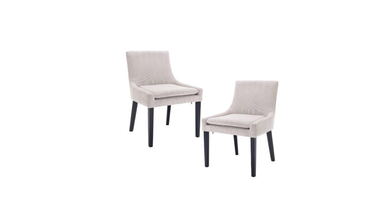 Beige Modern Dining Chairs Set of 2 Upholstered
