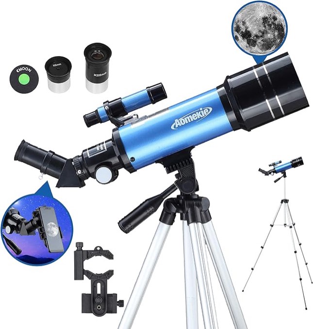 AOMEKIE 40070 Telescopes for Astronomy Beginners Kids and Adults 70mm Astronomical Telescopes with Adjustable Tripod K6/25 Eyepieces Phone Adapter 70400