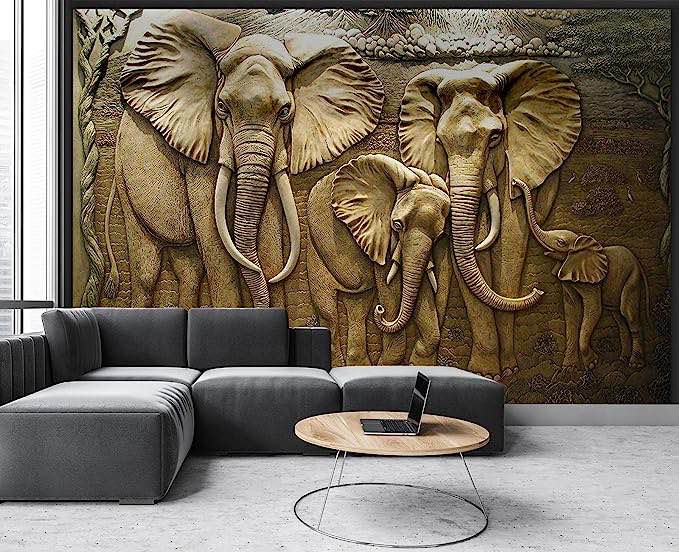 Cliouar-Wall Mural Wallpaper for Bedroom Living Room Wallpaper 3D Wallpaper Decoration Elephant Wallpaper 103" x 69"(Not Self-Adhesive)