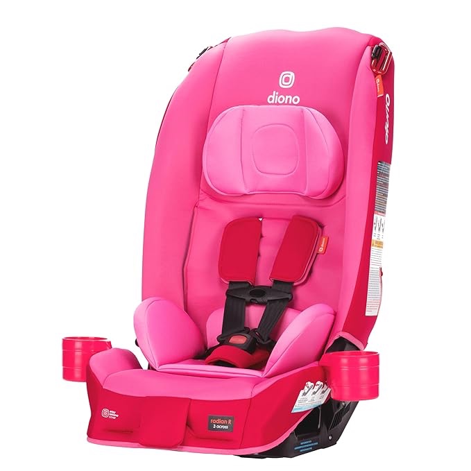 Diono Radian 3R, All-in-One Convertible Car Seat, Rear and Forward Facing, 10 Years 1 Car Seat, Slim Fit 3 Across, Pink Cotton Candy Pink Cotton Candy Radian 3R ColorTheJourney Fits 3 Across Car Seat