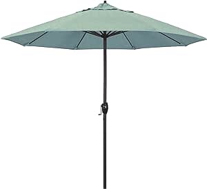 California Umbrella 9' Rd Sunbrella Aluminum Patio Umbrella, Crank Lift, Auto Tilt, Bronze Pole, Spa