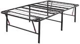 Amazon Basics Foldable Metal Platform Bed Frame with Tool Free Setup, 14 Inches High, Sturdy Steel Frame, No Box Spring Needed, Twin, Black