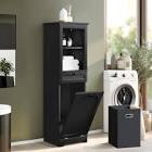 YITAHOME 53" Tall Tilt Out Laundry Hamper Cabinet Hidden Laundry Hamper with Storage Laundry Basket Cabinet with Drawer Bathroom Storage Cabinet Shelf with a Clothes Basket, Black