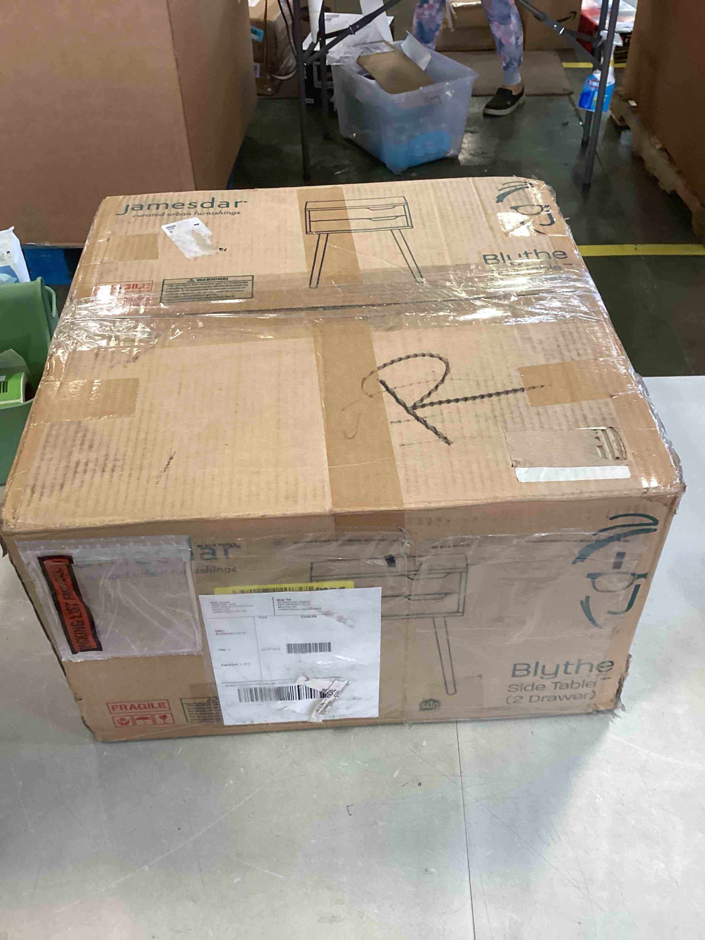 Jamesdar Blythe 2-Drawer Side Table, 15.7" H x 15.7" D x 23.5" W, White/Natural