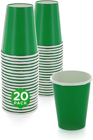 SparkSettings Disposable Paper Cups, 9 oz. Green Paper Coffee Cups, Strong and Sturdy Coffee Disposable Cups for Party, Wedding, Thanksgiving Day, Christmas, Halloween Hot Cups, Pack of 2