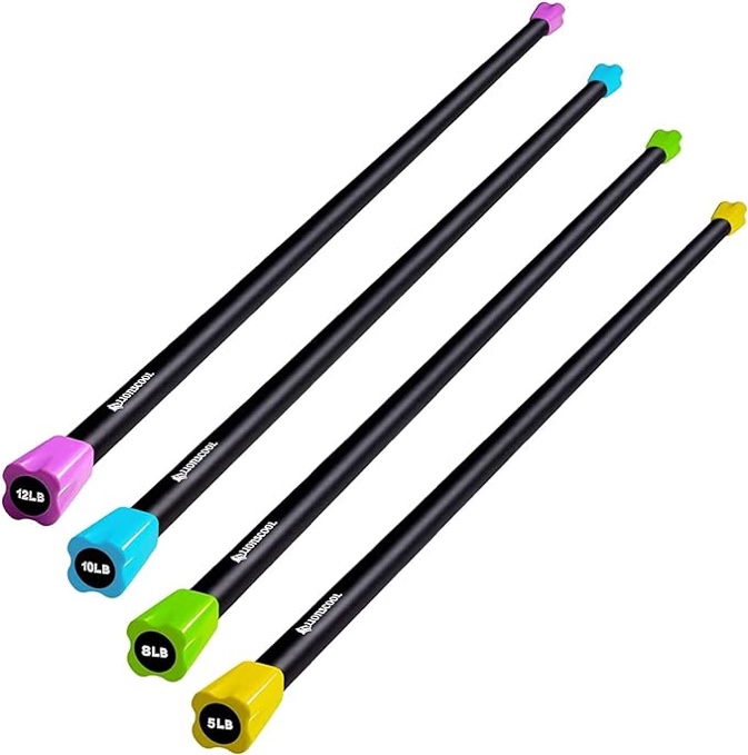 LIONSCOOL Workout Weighted Bar,Padded Exercise Weight Bar, Solid Steel Stretching weighted bar set for Body Sculpting, Physical Therapy,Body Toning