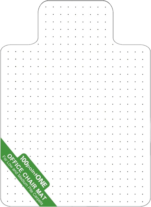 100pointONE Office Chair Mat for Carpet, Heavy Duty Studded Desk Chair Mat for Carpeted Floors - Shipped Flat & No Divots. Polycarbonate Computer Chair Mat for Medium & Low Pile Carpet