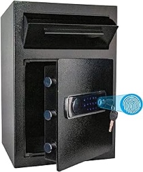 2.5 Cub Security Business Biometric Fingerprint Safe Box with Digital Touch Screen Keypad,Drop Slot Safes with Front Load Drop Box for Money and Mail,Business