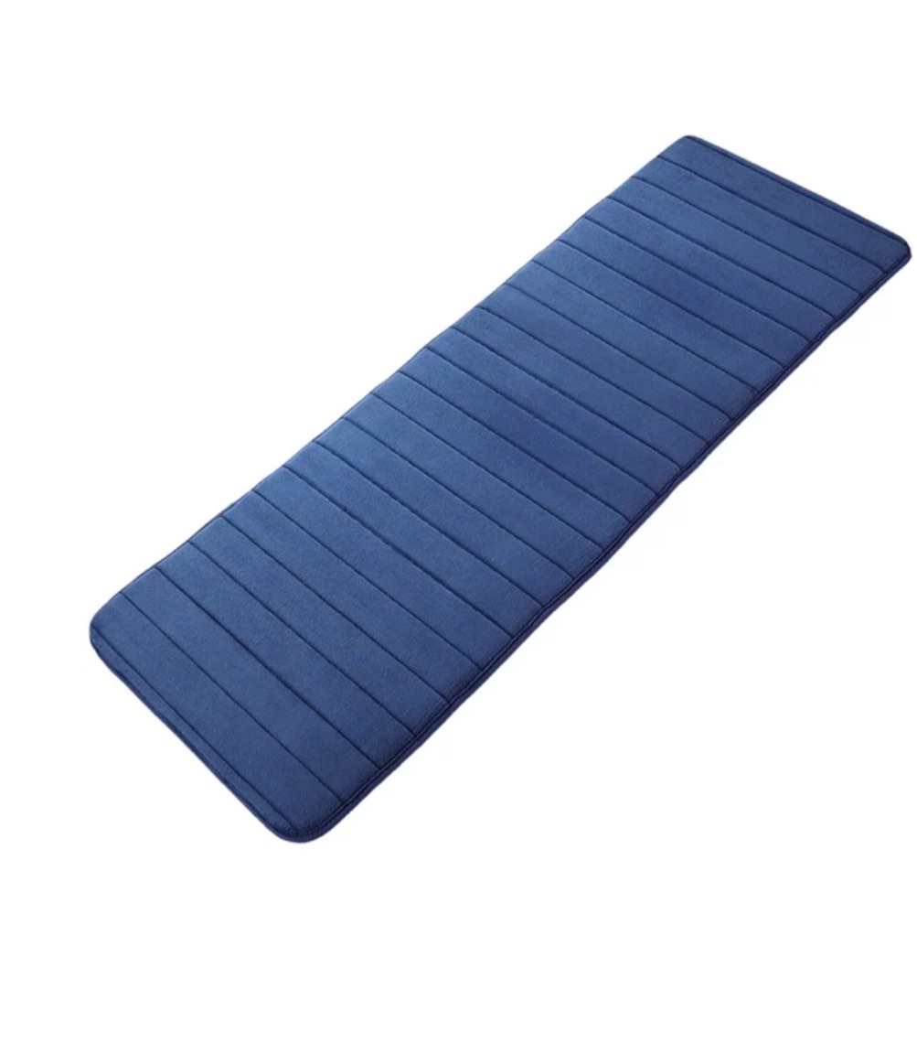 Unique Bargains Anti-slip Memory Foam Bath Floor Mat Area Runner Rug Blue 24"x63"