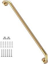 36 Inch Shower Grab Bar w/Anti Slip Rubber Grip, Munzong Black Stainless Steel Bathroom Grab Bar, Bathroom Balance Bar,Safety Handrail Support,Handicap Injury Elderly Senior Assist Bath Handle 36 Inch Rubber Gold