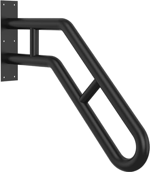 Upgraded Stair Handrails for 1-3 Steps, Wall Mounted Safety Grab Bar with Matte Finish, 25" Length Handrails for Outdoor and Indoor, Hand Rail with 2 Anti-Skid Crossbar Good for Elderly,Kids,Disabled