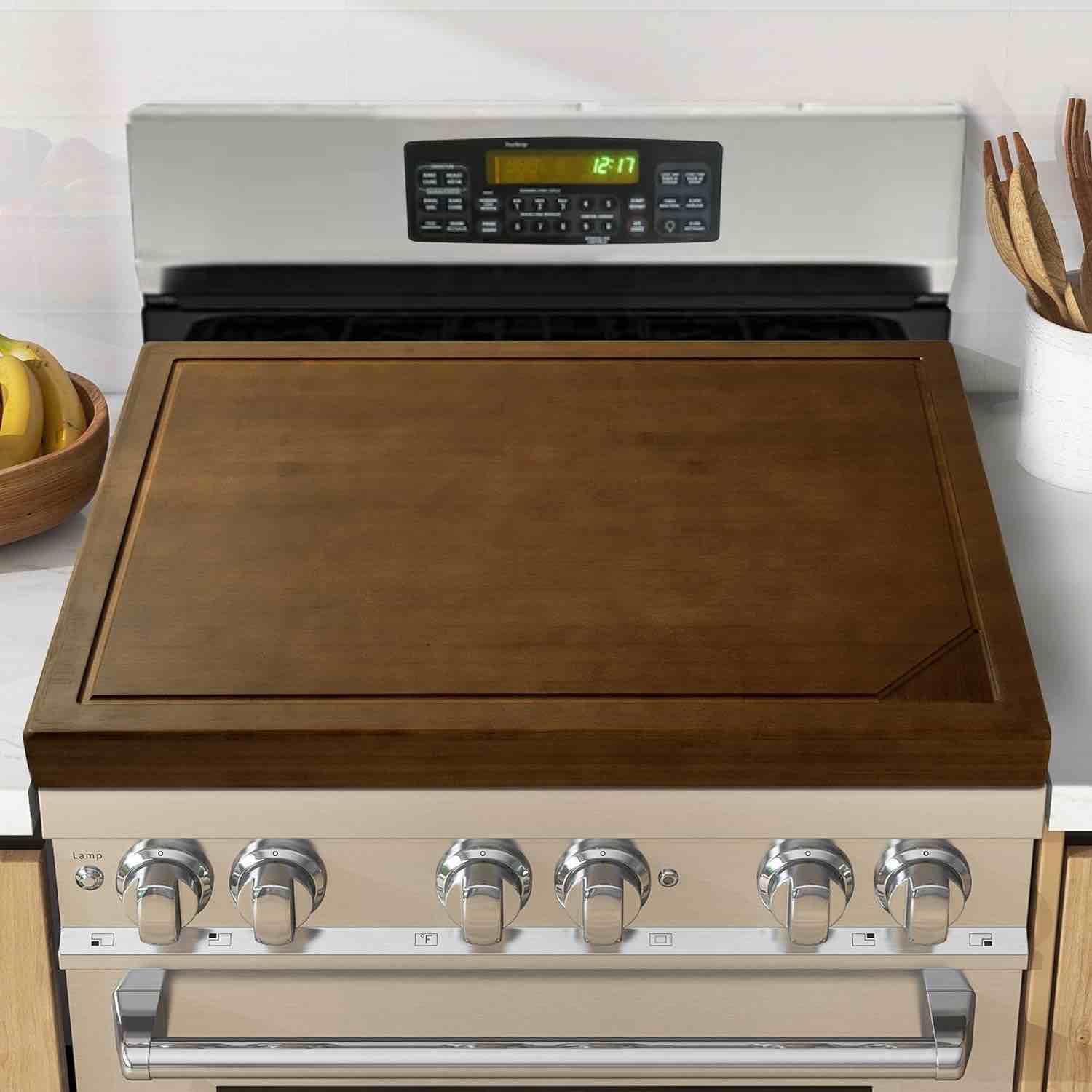 Noodle Board Stove Cover - Bamboo Wood Stove Top Covers for Electric Stove and Gas Stove - Sink Cover RV Stove Top Cover - 30"L x 22"W x 2.5"Th Raised Cutting Board