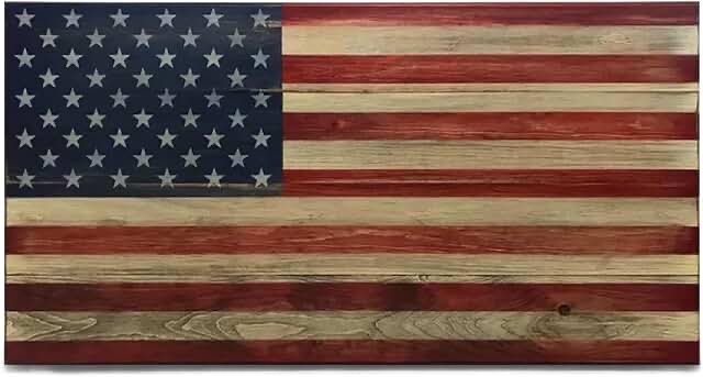 Flags of Valor Legacy Series Wooden American Flag - 22” x 42” Medium- Made in the USA American Flag Wall Décor - Patriotic Wall Art Made by True Veterans - Indoor Wood American Flag Home Décor.