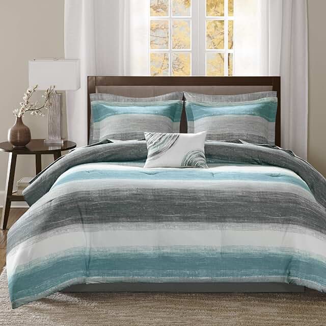 Comforter Set Bed-in-a-Bag Ultra Soft Down Alternative Hypoallergenic W/ Cotton Texture Printed Sheets All Season Bedding-Set
