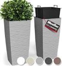 Janska by Mueller M-Resin Heavy Duty Tall Planter, Indoor/Outdoor Grande Plant, Tree, Flower Pot, 2-Piece Set, 24”, Modern Design, Built-in Drainage, Dark Gray