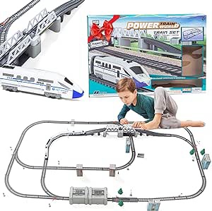 Qmecha Electric Train Set for Kids - High Speed Bullet Train with Tracks, Sound & Light, Experience Polar Express with Many Accessories and Multiple Paths