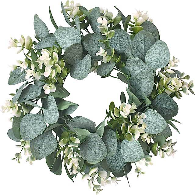 front door flower  wreath with eucalyptus leaves picture similar