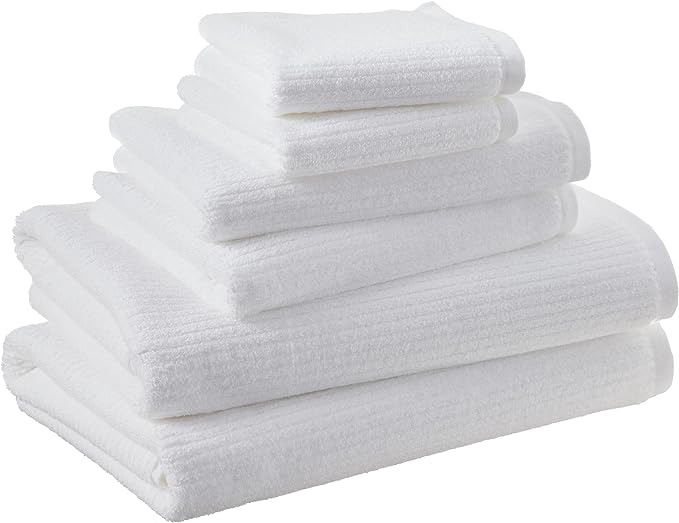 Amazon Aware 100% Cotton Ribbed 2-Bath Towels,2 - Washcloths,  and 2- hand towels 