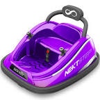 SereneLife Electric Bumper Car for Kids - 12V Rechargeable Battery Powered Ride On for Toddlers w/ 2 Driving Modes, Safety Belt, Remote Control, LED Lights, 360 Degree Spin, Dual Joystick (Purple)
