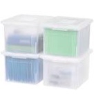 IRIS USA Letter/Legal File Tote Box, BPA-Free Storage Bin Tote Organizer with Durable and Secure Latching Lid, Stackable and Nestable, 4 Pack, Crystal Clear (585237)