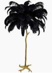 GARDEN Feather Floor Lamp White Natural Ostrich Unique Bedside Floor Lamps with Foot Switch Modern Gold Luxury LED Bulbs Resin Standing Light for Bedrooms Dining Room Living Room Kitchen ..23.6 inches/25 feathers,black 