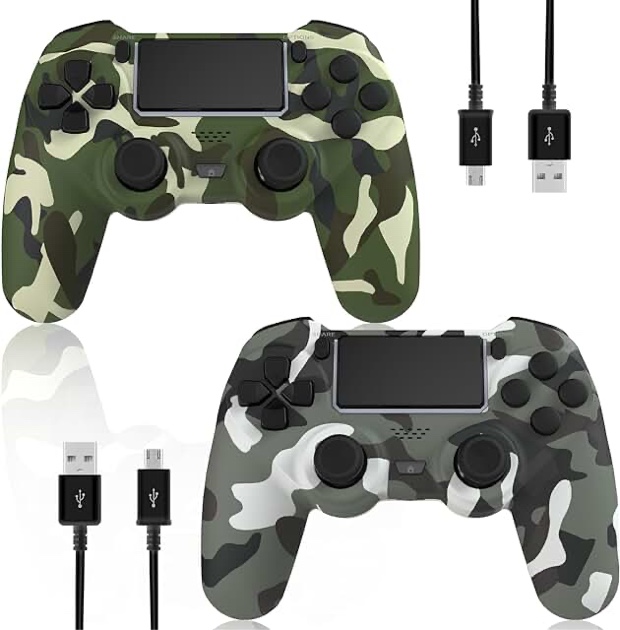 KDYGPDCT 2 Pack Wireless Controller for PS4/Pro/PC,Wireless Remote Gamepad with 1000mAh Battery | Double Shock | Audio | 6-Axis Motion Sensor | Share Button (Green + Gray)