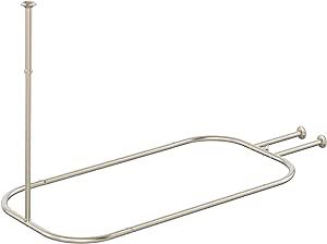 PrettyHome Shower Curtain Rod Hoop Square Shape Bathroom Heavy Duty No Rust Oval Shower Rod 58.3"x24" for Clawfoot Tub,for Free Standing Tubs Brushed Nickel