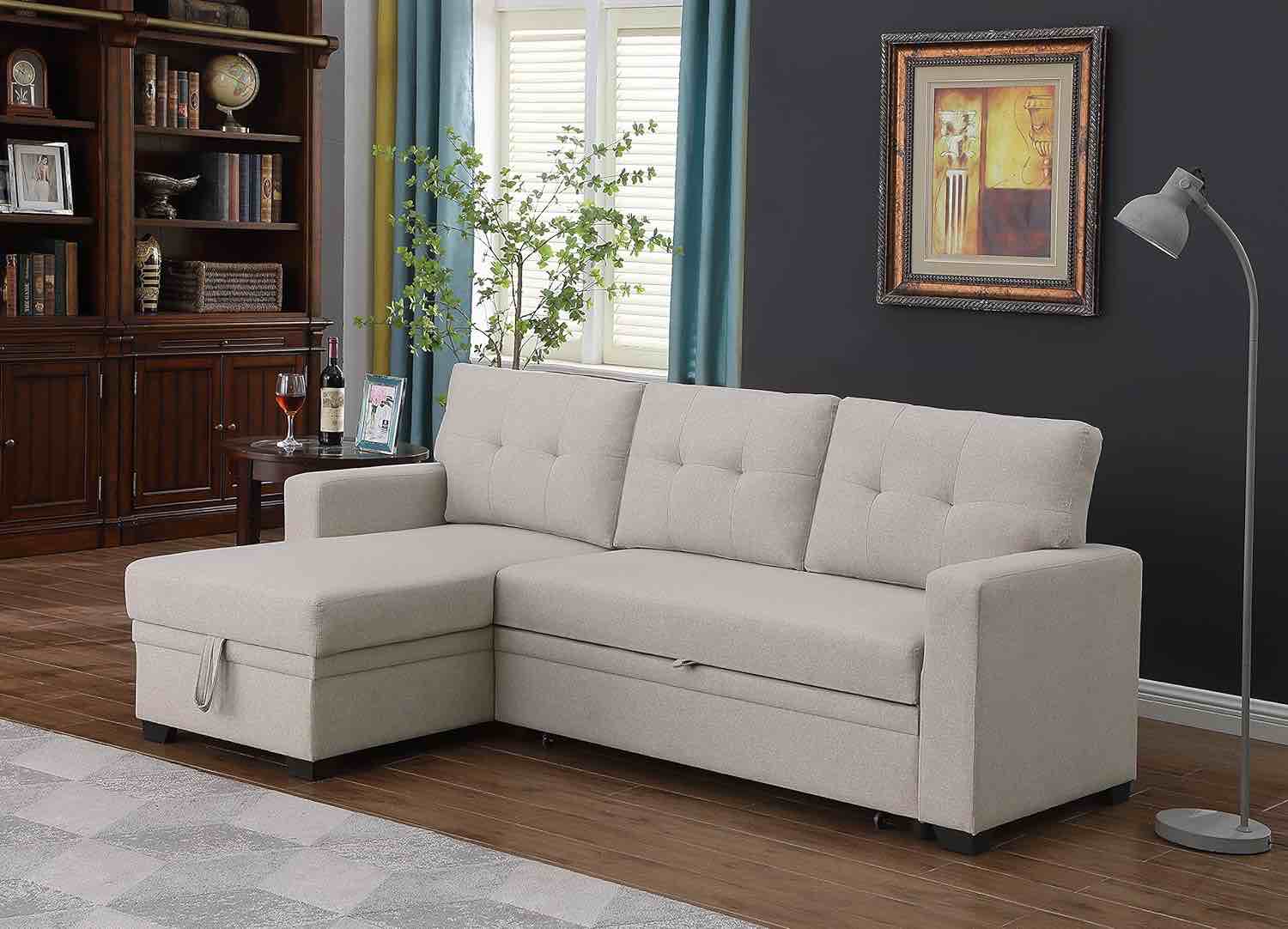Devion Furniture Lenna Sofabed, Beige (3 boxes for pickup)