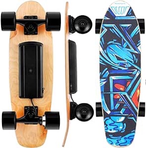 Caroma 350W Electric Skateboards with Remote, 12.4 MPH Top Speed, 7 Layers Maple, Portable Electric Longboard, Built in Intelligent BMS E Skateboard for Teens and Adults