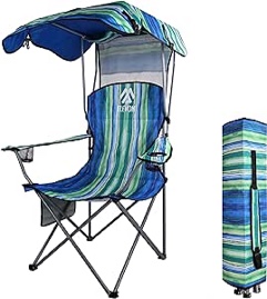 Elevon Camp Chairs with Shade Canopy Chair Folding Camping Recliner Support with Carrying Bag, Multi-Color