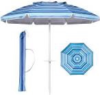 Aoxun Beach Umbrella, 7ft Umbrella with Sand Anchor & Tilt Pole, Portable UV 50+ Protection Beach Umbrella with Carry Bag