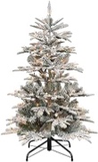 Puleo International 4.5 Foot Pre-Lit Flocked Aspen Fir Artificial Christmas Tree with 250 UL-Listed Clear Lights