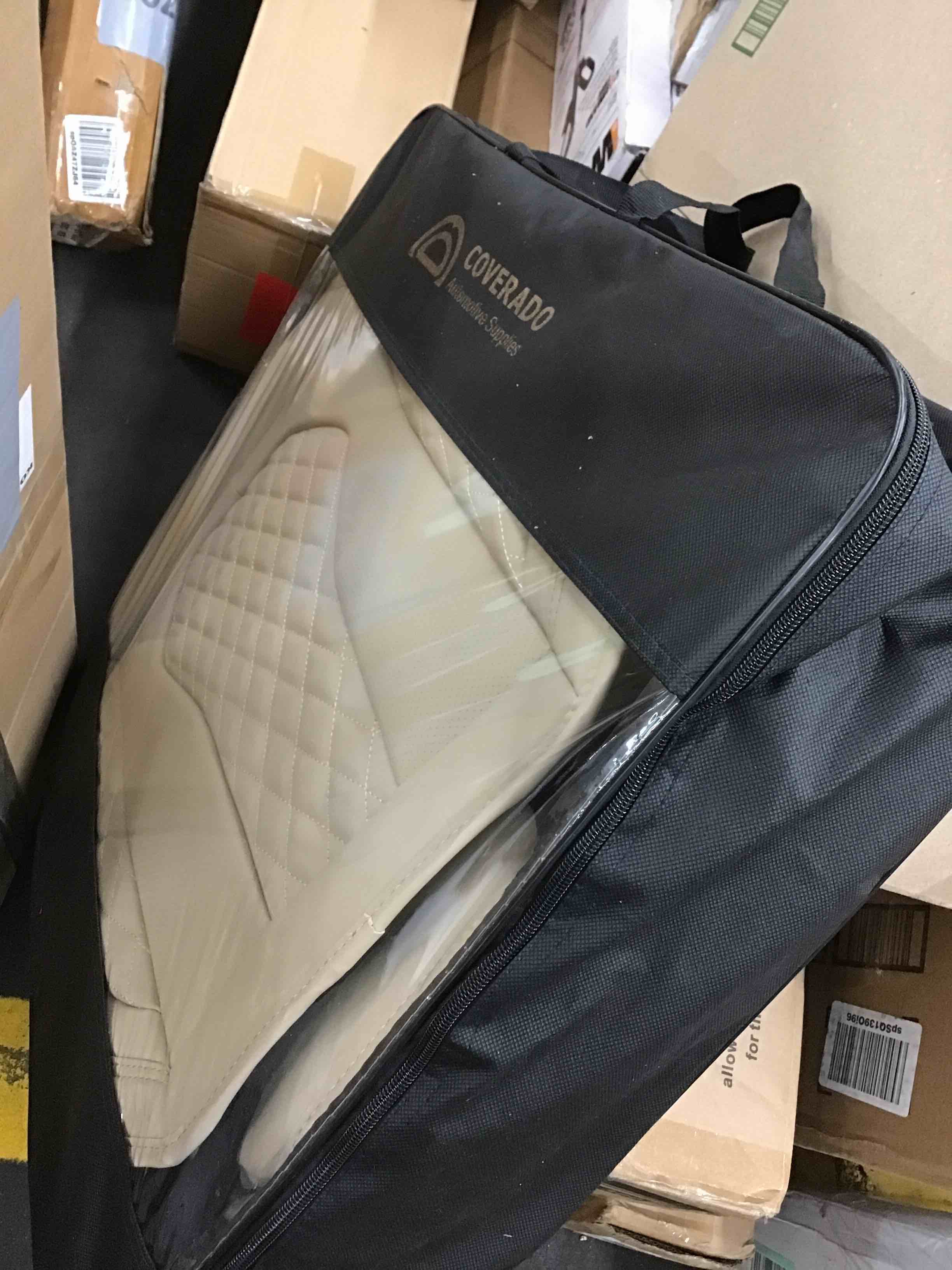 Coverado Front Car Seat Covers, 2 Pieces Car Seat Cover, Waterproof Car Seat Protectors, Nappa Leather Car Seat Cushion, Driver Seat Cover Universal Fit for Most Sedans SUV Pick-up Truck, Beige