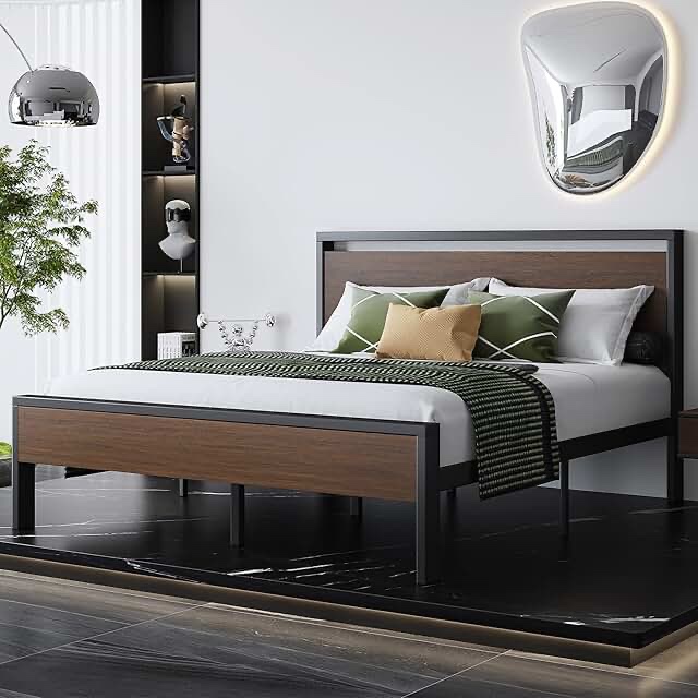 SHA CERLIN 14 Inch Queen Size Metal Platform Bed (similar to stock photo) 