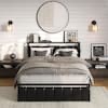 Bestier Metal Frame Full Size Platform Bed with Charge Station and Storage Headboard and Drawers Rustic Brown (B700637H-LBLK)