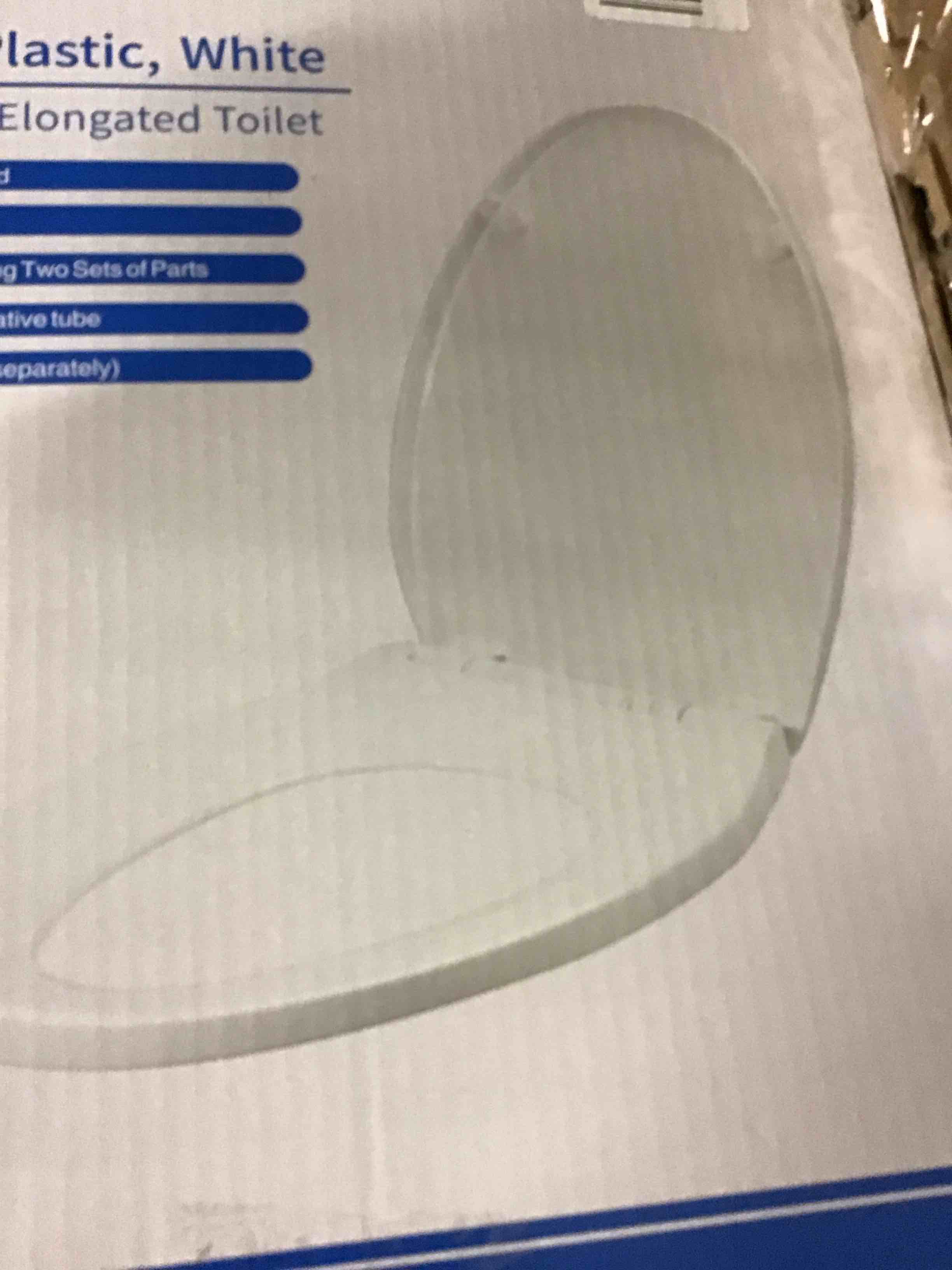 Toilet seat Elongated with Slow Close Hinges, Four Bumpers Never Loosen and Easily Remove, Two Sets of Parts, Plastic, White