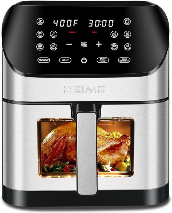 DEIME Air Fryer 8.5 QT Oilless Oven Large AirFryer Healthy Cooker with 10 1-Touch Preset, Visible Cooking Window, Non-Stick Basket & Dishwasher Safe
