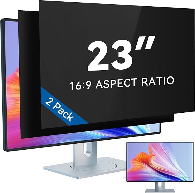IPROKKO [2-Pack] 23 Inch Computer Privacy Screen Filter for 16:9 Widescreen Monitor, Removable 23in Anti Blue Light Glare Privacy Shield, Anti Spy Security Protector for Hp Dell Asus Acer Samsung
