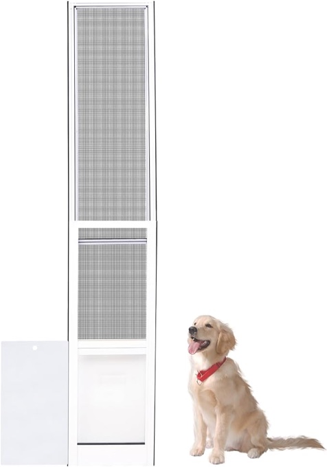 HANIML Large Dog Door for Sliding Glass Doors Doggie Door Insert for Screen Patio Pets Door with Lockable Panel Convenient and Durable Magnetic Closure Easy to Install Ideal for Large Dogs Cats Black