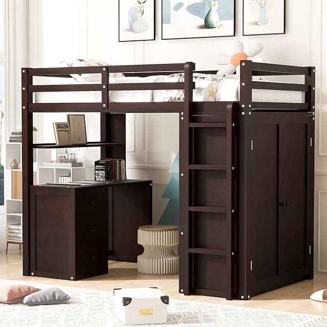 turn off bed with drawers and wardrobe espresso model WF294614AAP. Box 2of 2 incomplete.