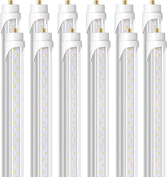 Barrina 8 Foot LED Bulbs, 44W 5500lm 5000K, Super Bright, T8 T10 T12 LED Tube Lights, FA8 Single Pin LED Lights, Clear Cover, 8 Foot LED Bulbs to Replace Fluorescent Light Bulbs (Pack of 12)