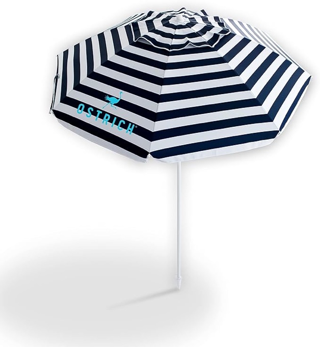 blue and white beach umbrella 