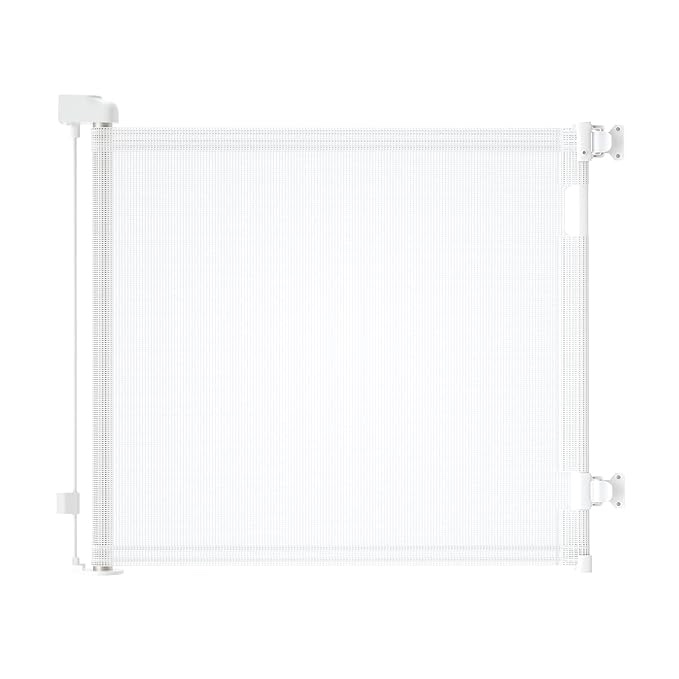 Punch-Free Install Retractable Baby Gate, Mesh Baby Gate or Mesh Dog Gate,33" Tall,Extends up to 54" Wide,Child Safety Gate for Doorways, Stairs, Hallways, Indoor/Outdoor?White,33"x54" White Punch-Free 33x54 Inch
