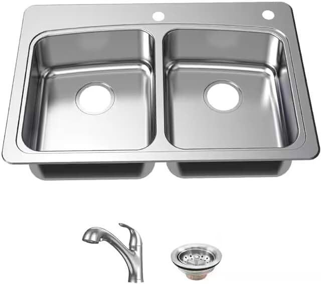 Glacier Bay top now 33 inches double bowl kitchen sink picture similar