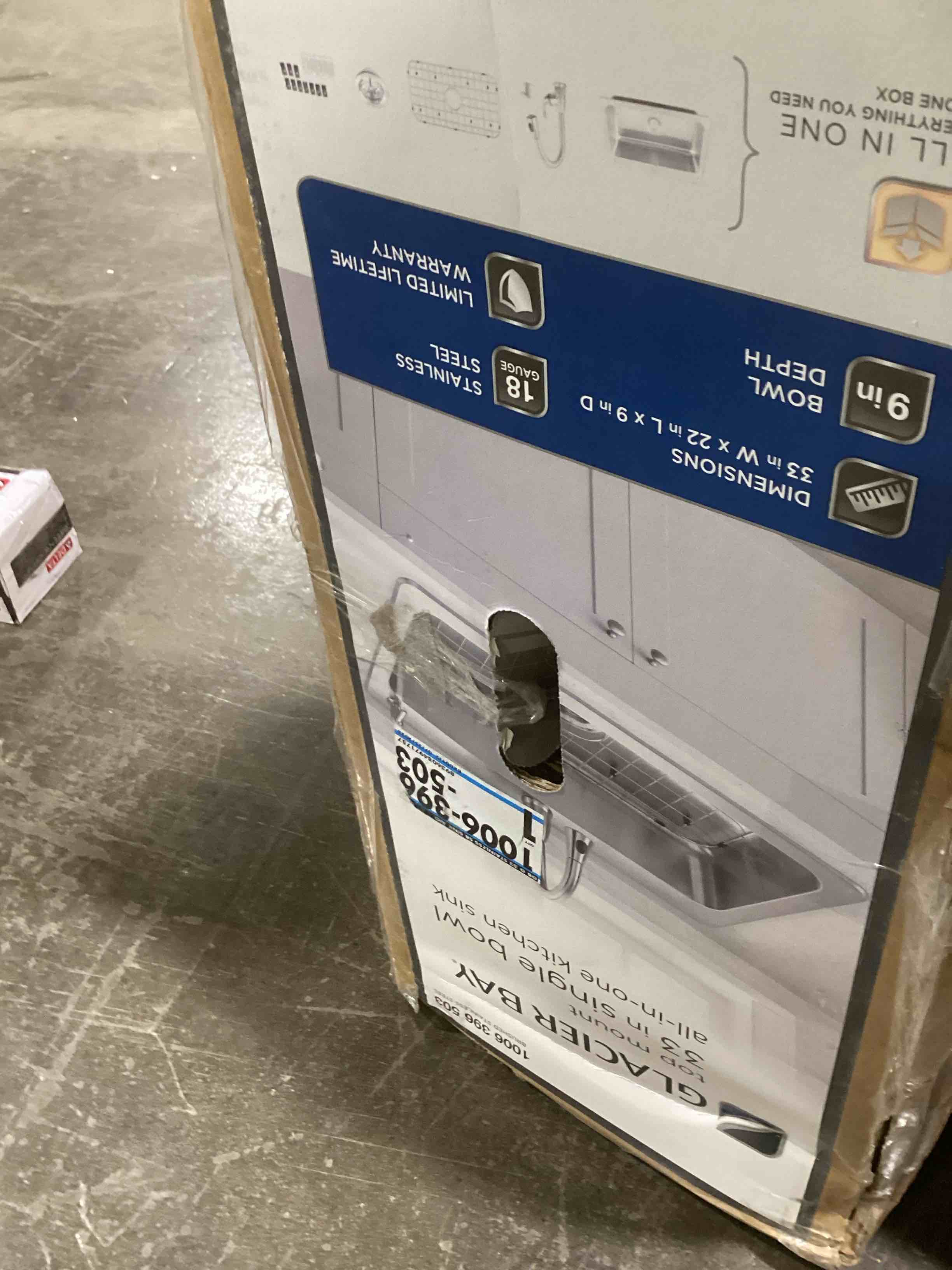 glacier Bay top mount 33 single bowl, all in one kitchen sink