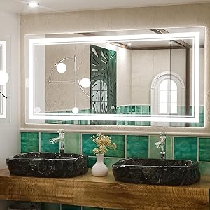 Keonjinn Silver Bathroom Vanity Mirror48” x 24” Brushed Nickel Wall Mirror for Bathroom, Rectangular Metal Framed Mirror Square Corner Farmhouse Mirror Modern Full Length Mirror(Horizontal/Vertical)