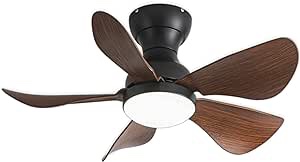 GESUM Ceiling Fan with Lights Remote Control,29 lnch Small Ceiling Fan Flush Mount, 5 Reversible Blades, Low Profile Ceiling Fan Light with 6 Speeds 3 Colors for Bedroom Kitchen (Black)