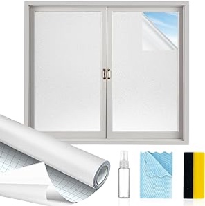 MAGIDEKOR Window Privacy Film with Installation Tools, Frosted Glass Window Film,Heat Blocking Static Clings Reusable Frosting Window Film for Bathroom Home Office,35.4 Inch X 9.8 Feet