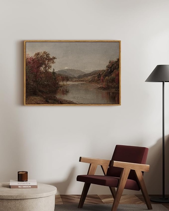 ARPEOTCY Vintage Framed Canvas Wall Art, 24×36 Inch, Fall Large Vintage Wall Decor for Living Room, Vintage Painting for Bedroom, Framed Art Prints, for Office